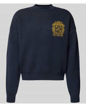 Prohibited Strickpullover mit Emblem und Rundhalsausschnitt - Blau
