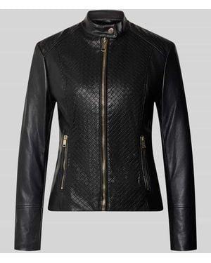 Guess Bikerjacke in Leder-Optik mit Stehkragen Modell 'CLAUDINE' - Schwarz