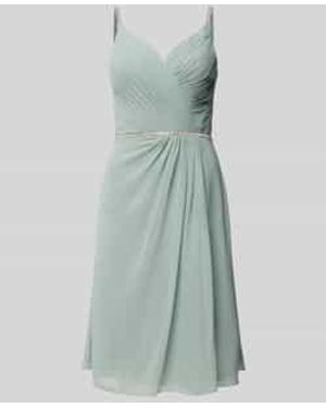 Luxuar Knielange Cocktailjurk Met Strass-steentjes - Groen