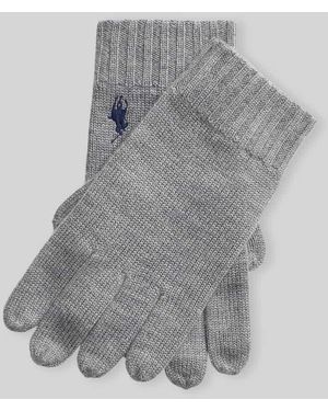 Polo Ralph Lauren Fingerhandschuhe aus Wolle mit Logo-Stickerei - Grau
