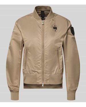 Blauer Usa Bomberjacke mit Reißverschlusstaschen Modell 'LAURIE' - Natur