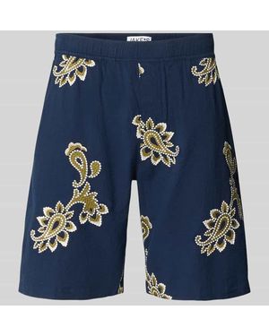 JAKE*S STUDIO MEN Shorts mit Stitchings und elastischem Bund - Blau