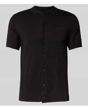 Lindbergh Slim Fit Vrijetijdsoverhemd Met Logostitching, Model 'Ecovero' - Zwart