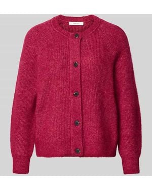 SELECTED Regular Fit Strickjacke aus Woll-Mix mit Alpaka-Anteil Modell 'LULU' - Pink