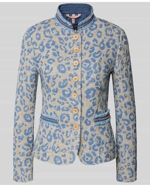 White Label Slim Fit Blazer mit Allover-Animal-Stitching - Blau