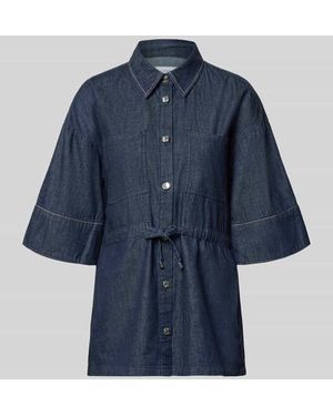 Comma, Hemdbluse in Denim-Optik mit Brusttaschen - Blau