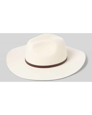 Marc Cain Fedora aus reiner Wolle mit echtem Leder-Besatz - Natur