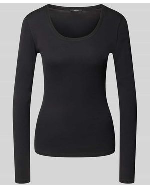 Opus Slim Fit Langarmshirt aus Baumwoll-Modal-Mix Modell 'Sorana' - Schwarz