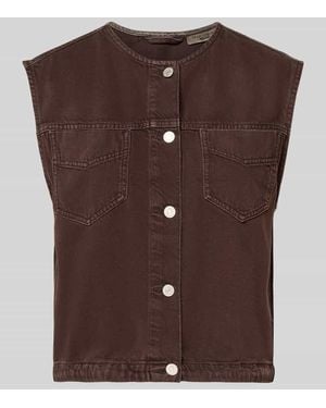 Marc O' Polo Relaxed Fit Weste aus Baumwoll-Lyocell-Mix - Braun
