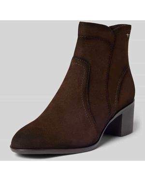 Tamaris Stiefelette aus Schafvelours mit Reißverschluss - Braun