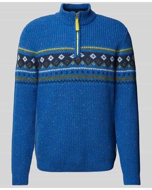 RAGMAN Wollpullover Mit Gerippten Abschlüssen - Blau