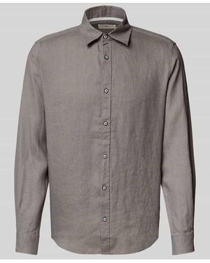 S.oliver Regular Fit Leinenhemd mit Sportmanschetten - Grau