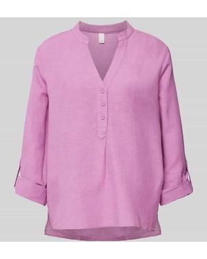 QS Regular Fit Bluse aus Viskose-Mix mit Leinen-Anteil - Pink