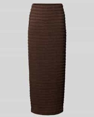 Jake*s Midirok Met Structuurpatroon En Elastische Tailleband - Bruin