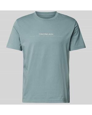 Calvin Klein T-Shirt Mit Label-Print - Blau