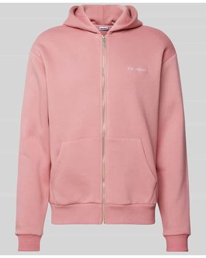 Review Sweatjacke mit Label-Print - Pink