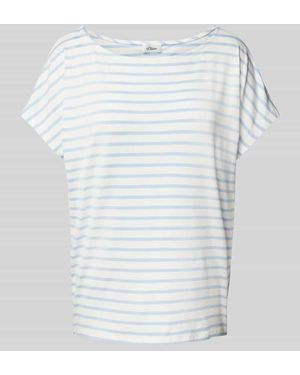 S.oliver Relaxed Fit T-Shirt aus Viskose-Mix mit überschnittenen Schultern - Weiß