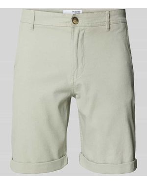 SELECTED Slim Fit Shorts mit Strukturmuster Modell 'LUTON' - Grün