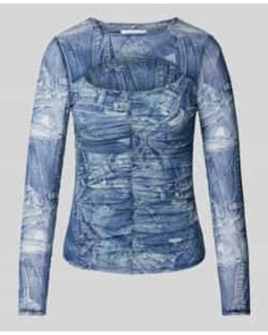 Guess Shirt Met Lange Mouwen En Cut-Out, Model 'Brienna' - Blauw