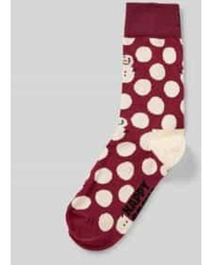 Happy Socks Regular Fit Sokken Met Logostitching, Model 'Snowman' - Rood