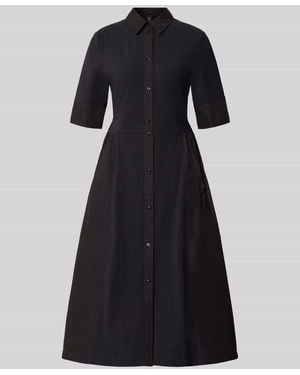 Marc Cain Midikleid mit Umlegekragen - Schwarz
