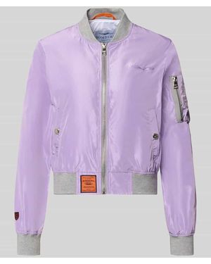 ORIGINAL BOMBERS® Bomberjacke mit Label-Patch und Reißverschlusstasche am Ärmel - Lila