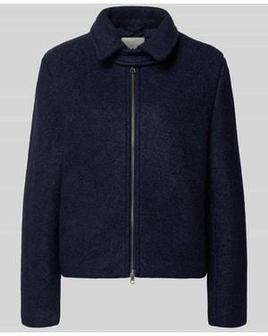 Ichi Regular Fit Wolljacke aus Woll-Mix mit Umlegekragen - Blau