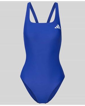 adidas Slim Fit Sportbadeanzug mit Logo-Print - Blau