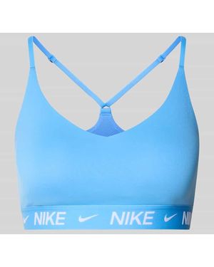 Nike Slim Fit Sport-BH mit Logo-Detail Modell 'Indy' - Blau