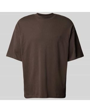 Review Oversized T-Shirt mit Label-Print - Braun