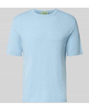 FTC Cashmere Strickshirt mit Kaschmir-Anteil und Knopfleiste - Blau
