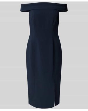 Ralph Lauren Eng anliegendes Cocktailkleid mit Carmen-Ausschnitt Modell 'WOVEN-BODYCON-DRESSES' - Blau