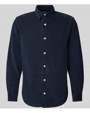 Redefined Rebel Regular Fit Cordhemd Mit Kentkragen Modell 'Tristan' - Blau