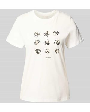 Tom Tailor Regular Fit T-Shirt aus reiner Baumwolle - Natur