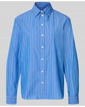 Samsøe & Samsøe Regular Fit Hemdbluse aus reiner Baumwolle Modell 'Adison' - Blau