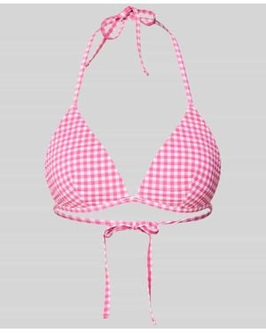 Jake*s Bikini-Oberteil mit Vichy-Karo und Schnürung - Pink