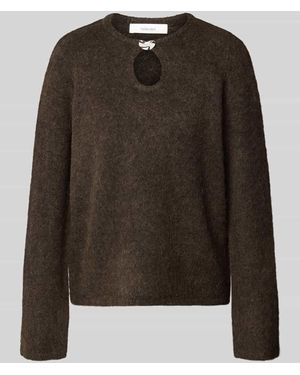 SELECTED Relaxed Fit Pullover aus Woll-Mix mit Alpaka-Anteil Modell 'LULU' - Braun