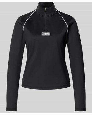EA7 Funktionsshirt mit Stehkragen und Logo - Blau
