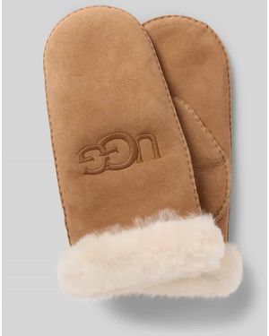 UGG Handschuhe aus Lammleder mit Label-Stitching - Weiß