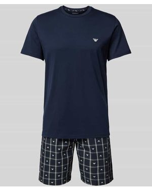 Emporio Armani Pyjama aus reiner Baumwolle - Blau