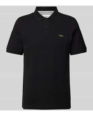 S.oliver Regular Fit Poloshirt Aus Reiner Baumwolle Mit Label Stitching - Schwarz