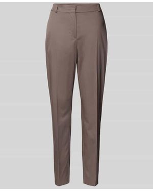 Comma, Slim Fit Stoffhose Mit Bügelfalten - Braun