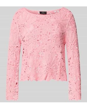 Monari Strickshirt mit Häkelspitze Modell 'Cornelly' - Pink