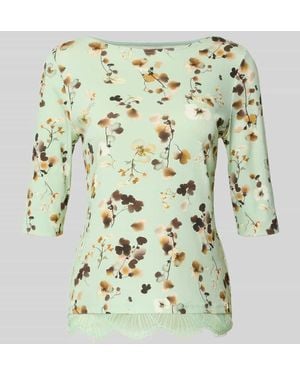 Marc Cain Regular Fit Bluse aus Baumwoll-Mix mit Spitzenbesatz - Mehrfarbig
