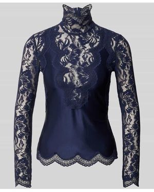 Rabanne Slim Fit Bluse mit Spitzenbesatz - Blau