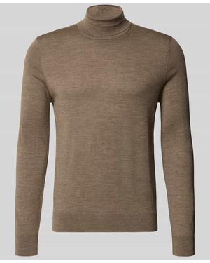 Profuomo Slim Fit Rollkragenpullover aus Wolle - Braun