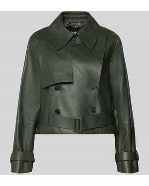 BOSS Regular Fit Lederjacke aus echtem Lammleder Modell 'Satela1' - Grün