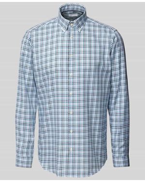 Christian Berg Men Regular Fit Business-Hemd Mit Knopfleiste - Blau