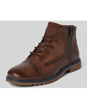 Bugatti Boots aus Leder mit Reißverschluss Modell 'Vittore' - Braun