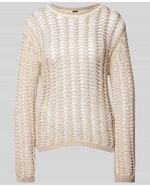 Stefanel Strickpullover Mit Lochstickerei Modell 'Nick' - Natur